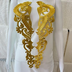 Rich Gold Embroidery Iron-on Patches 1 Pair 49x10.5CM 2022 Dress Accessories High Quality