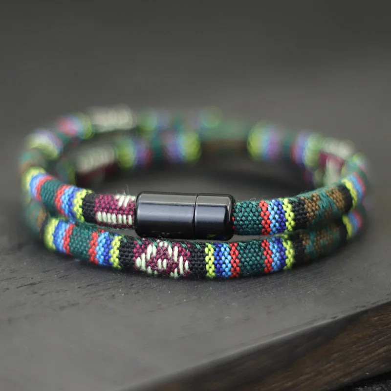 Nouveau chez les hommes bohême corde Bracelet attirer magnétique Bracelet aventure survie