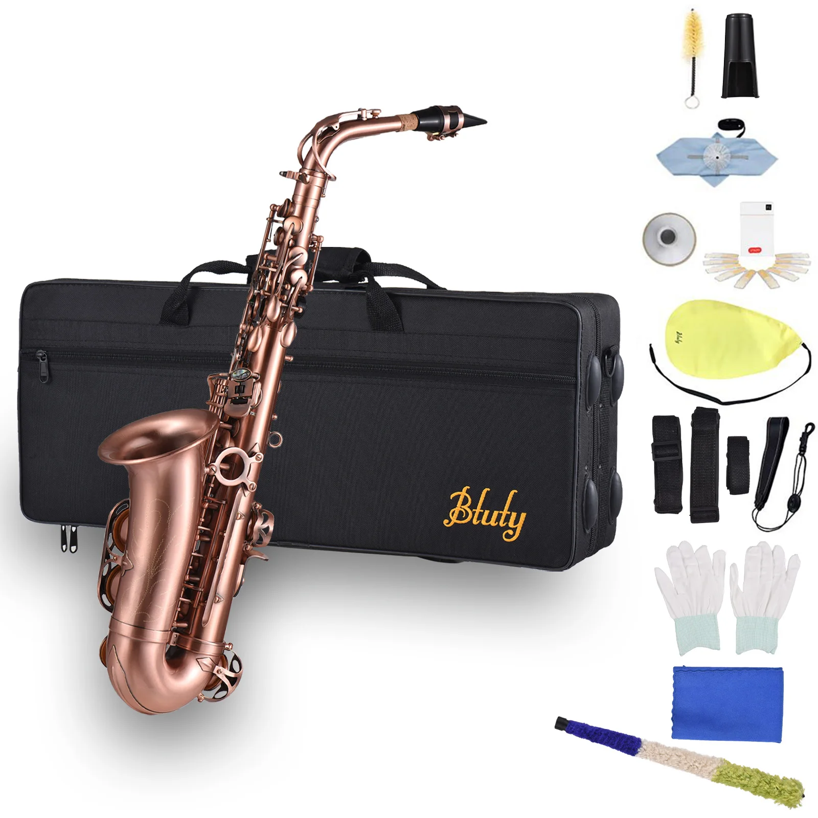 Professional Red Bronze Eb Alto Saxophone with Abalone Keys