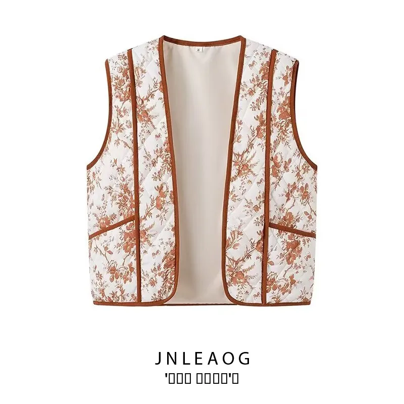 Faionable سترة مطبوعة الملابس النسائية JNLEAOG الخريف جديد Sle تخفيف جولة Ne ألياف البوليستر لا تصميم زر