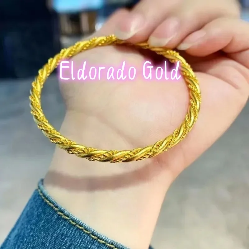 Eldorado Gold   Eldorado Gold 2025 20259999 Gold Bracelet Twist Bracelet Women's 24 Real Gold Ancient Method Inherited Fashion C