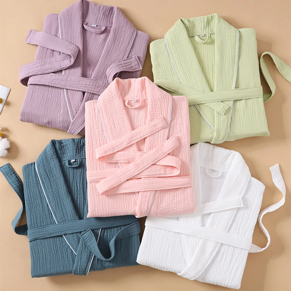 Bathrobe for Women Men Cotton Gazue Quick Drying All Season Thin Design Hotel Bth Towel Beauty Salon Bath Robe Couples