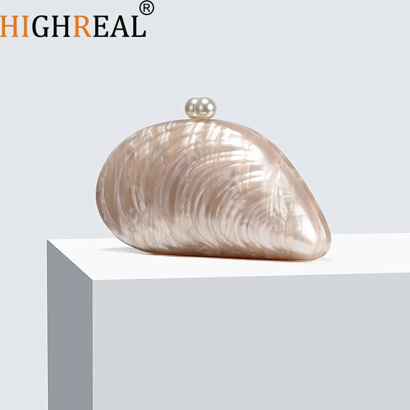 

Fashion Shell Evening Purse Wedding Prom High Quality Acrylic Clutch Bag Crossbody Bag Women Luxury Wedding Party Day Dating