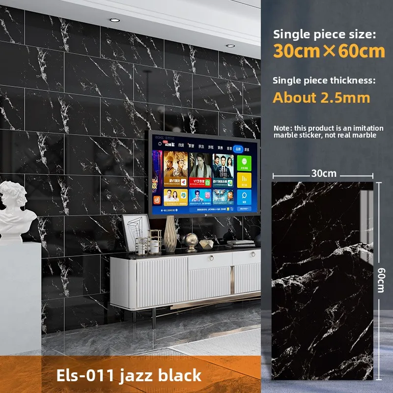 Imitation CeramicTile Wall Covering Self-adhesiveWall Decoration Wallpaper Bathroom Waterproof and Moisture-proof Marble Pattern