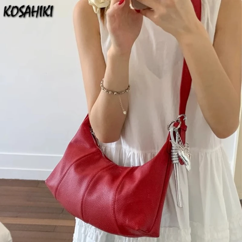 

Korean Fashion Office Lady Solid Underarm Bag All Match Chic Luxury Design Shoulder Bags Women Y2k Aesthetic Handbags Crossbody
