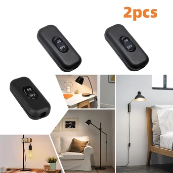 테이블 램프 책상 조명 침대 램프용 인라인 코드 스위치, 온/오프 블랙 단추 피드 코드 스위치, 6A, 250V, 2 개