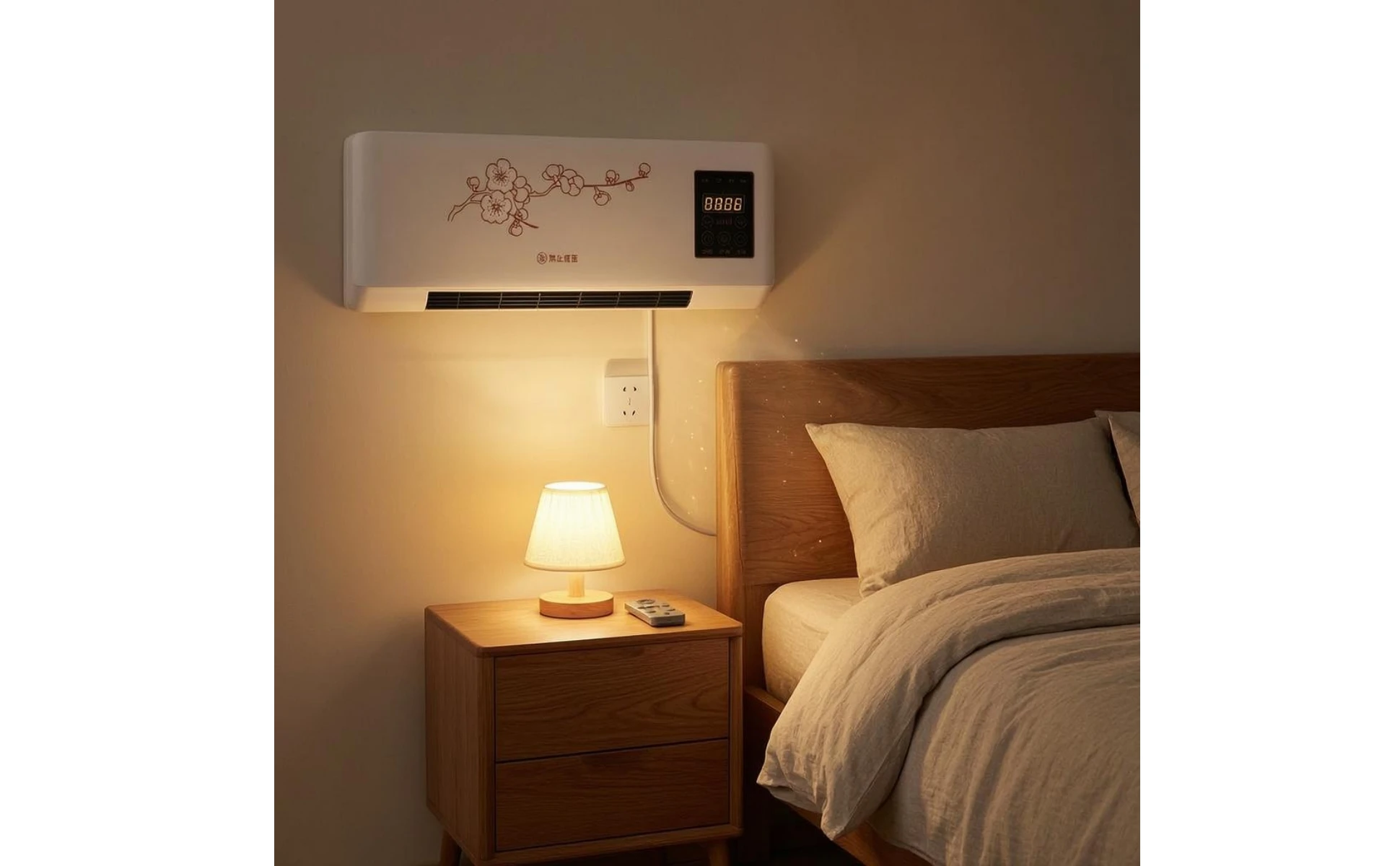 Indoor Cooling and Heating Unit Digital Control Panel Wall-Mounted Air Conditioner Air Conditioner Heater Combo Front Grille