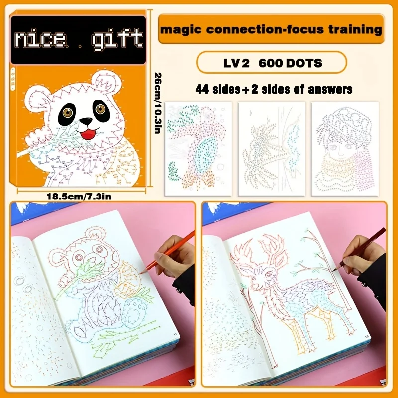 44 كتاب رسم رقمي بأنماط معقدة، 3 مستويات صعوبة للأطفال والكبار - أداة تدريب التركيز والصبر لليقظة الذهنية #1