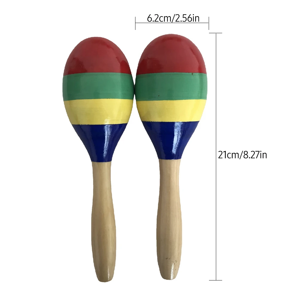 1 Pair Wooden Maracas Sand Hammer Rumba Shakers Rattles Sand Hammer Percussion Instrument Musical Toy for Kid Children Games