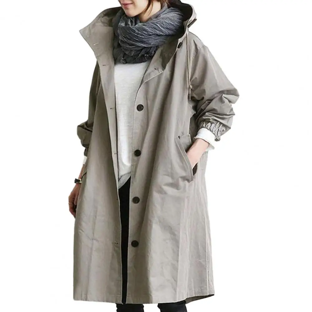 Trench elegante da donna doppio petto leggero antivento Plus Size Trenchcoat di media lunghezza tinta unita