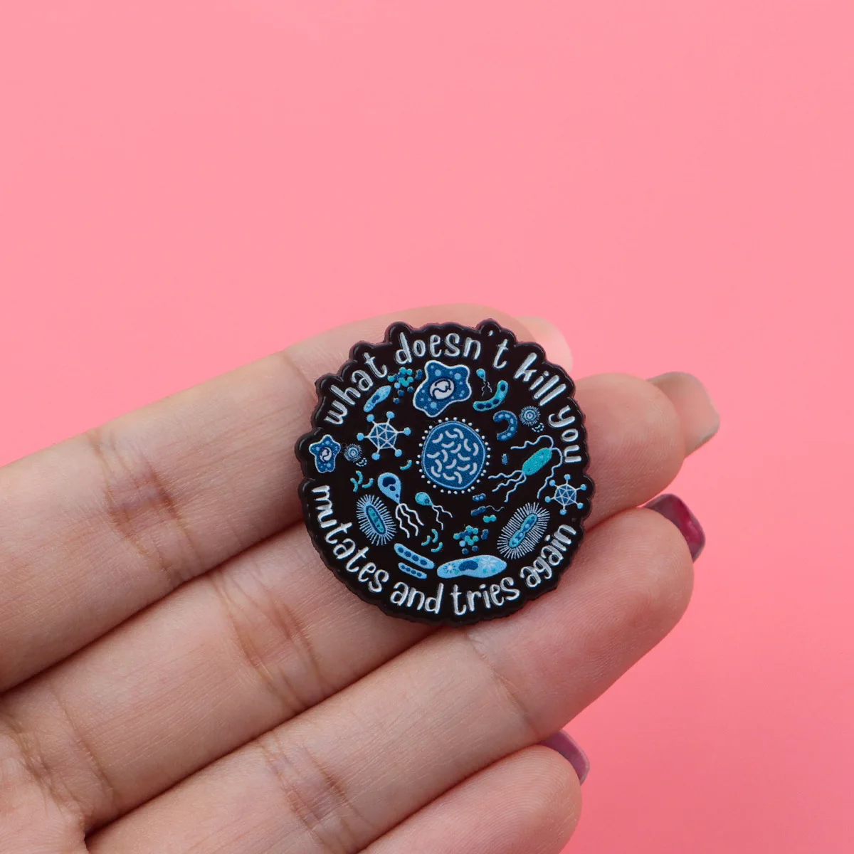 Funny Microbe Science Pattern Pin Biology Slogan Lapel Brooch Badge Alloy Backpack Clothes Decor Jewelry Gift