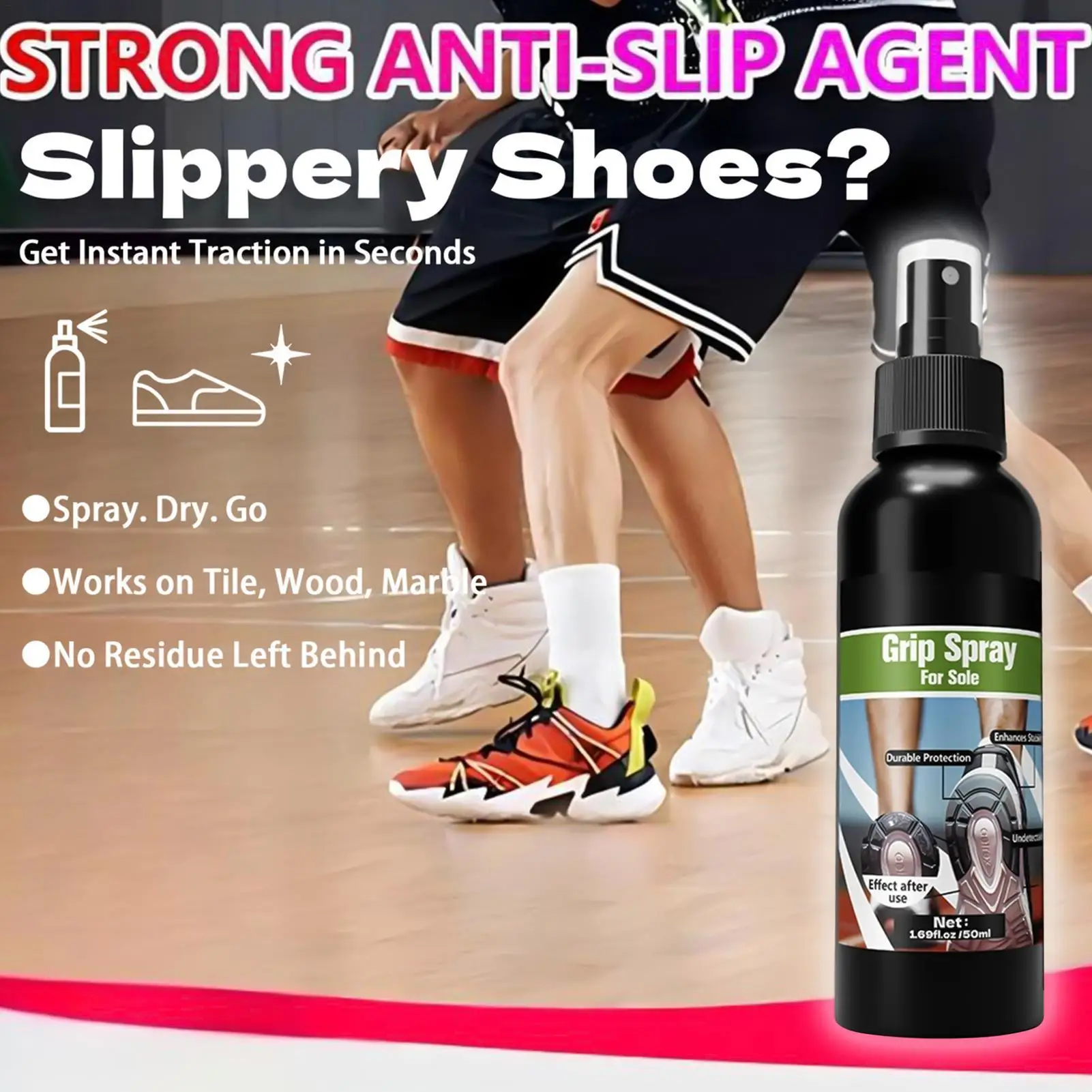 

Basketball Grip Spray 50ml Anti Slip Quick Drying Anti Slip Edge Traction Spray Basketball for Gloves Football Baseball
