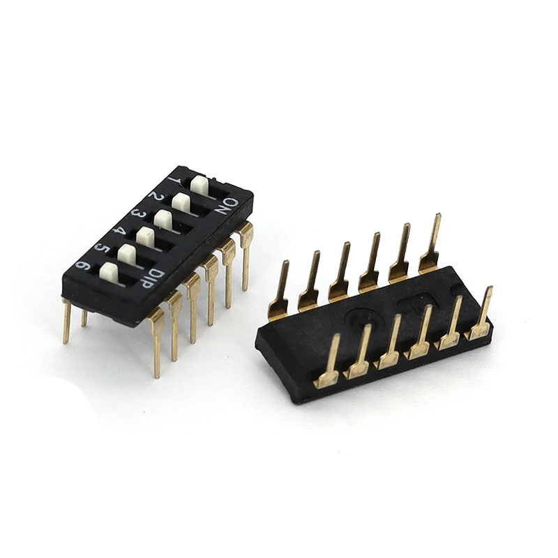 5/20/50Pcs Direct Insertion DIP Switch Toggle 2.54mm Black Gold Plated Pin 1P/2P/3P/4P/5P/6P/8P 2.54MM Spacing