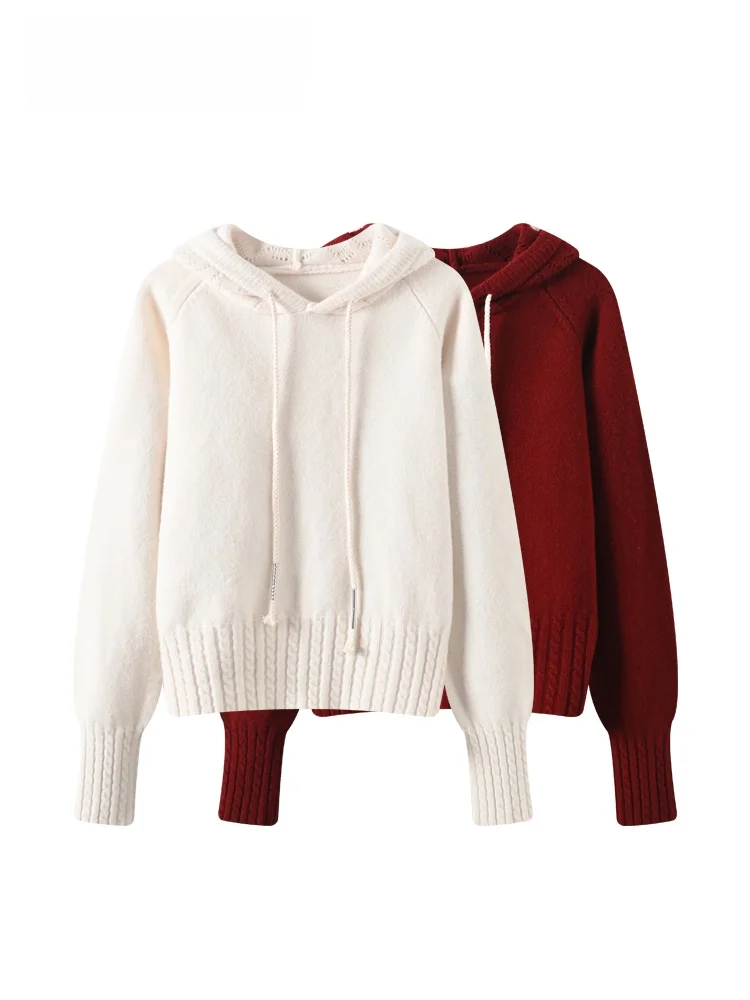 

Cara CLUB plus Size Hooded Long Sve Knitwear Women's Early Spring New Sle Faion Slimming Loose Casual Top