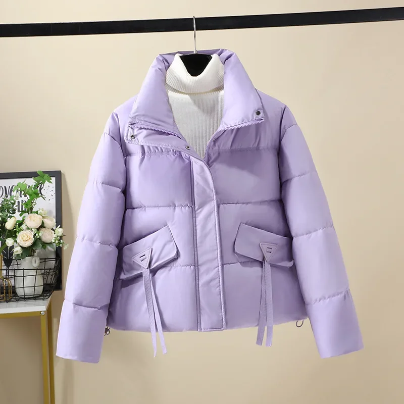 

Парки, женское пальто, теплая толстая куртка на молнии с воротником-стойкой, однотонная теплая верхняя одежда с длинными рукавами, повседневная свободная одежда на осень-зиму