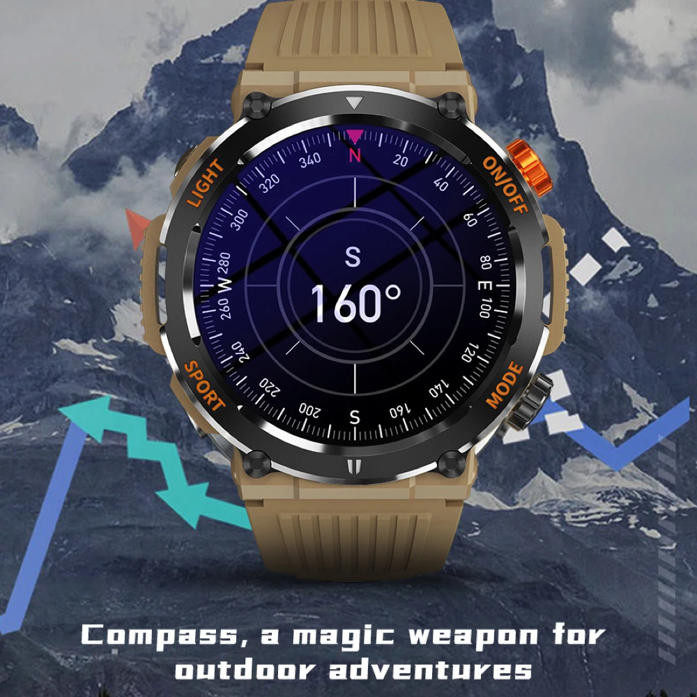 2025 New Blue Tooth Call Smart Watch 1.46" Led Lighting Lamp Watches Heart Rate Waterproof Sport Tracker Outdoors Smartwatch