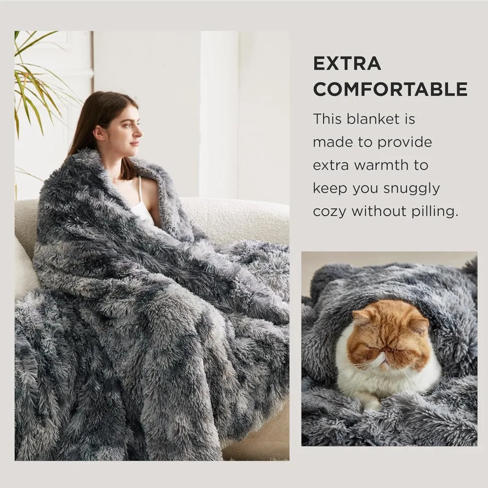 Cozy Plush Faux Fur Sherpa Throw Blanket, Soft Fleece Cuddle Gift for Women, Perfect Christmas Present - Image 3
