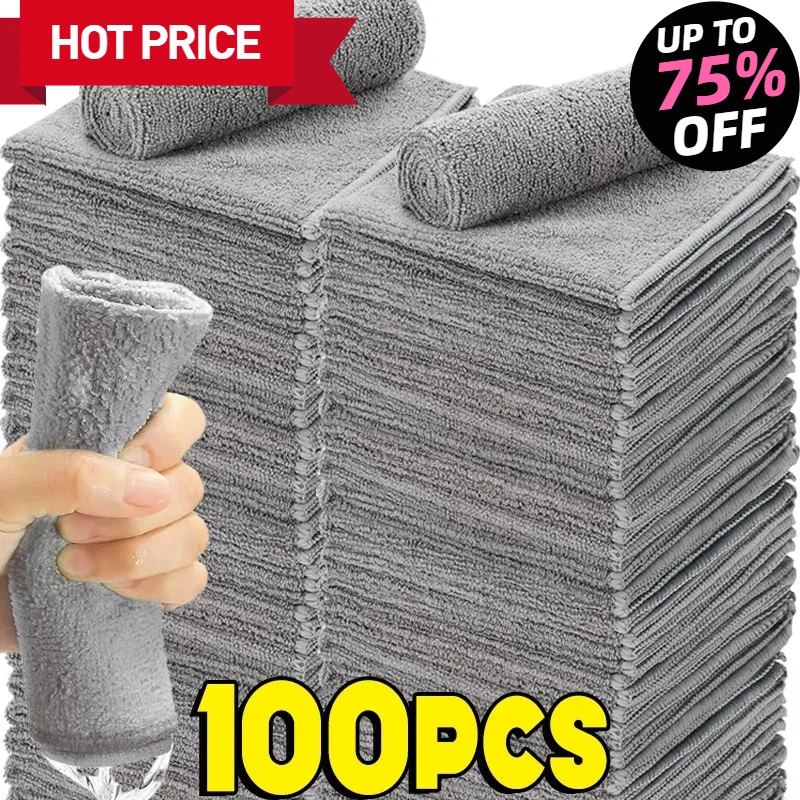 1Thicken Microfiber Cleaning Cloths Lint Free Microfiber Cleaning Towel Cloths Reusable Cleaning Towels Absorbent for Car Window