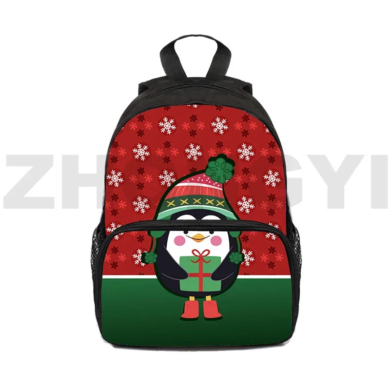 New Merry Christmas 3D Backpacks 12/16 Inch Print Pattern Cartoon Kindergarten Bookbag Santa Claus Gifts Men Anime Japanese Bag