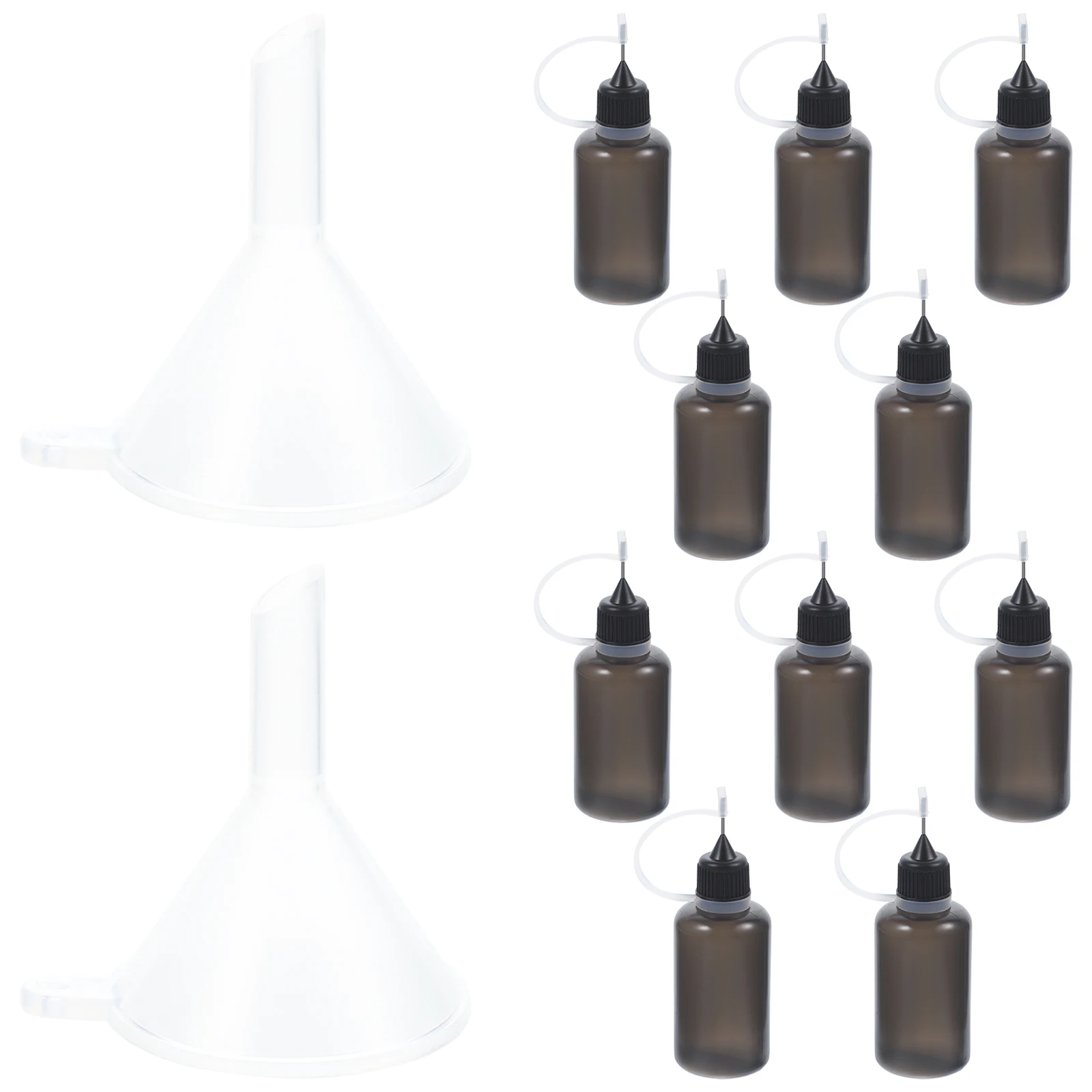 

10 Pcs Fine Tip Squeeze Bottles Needle Plastic Hair Oil Applicator Precision Glue Black