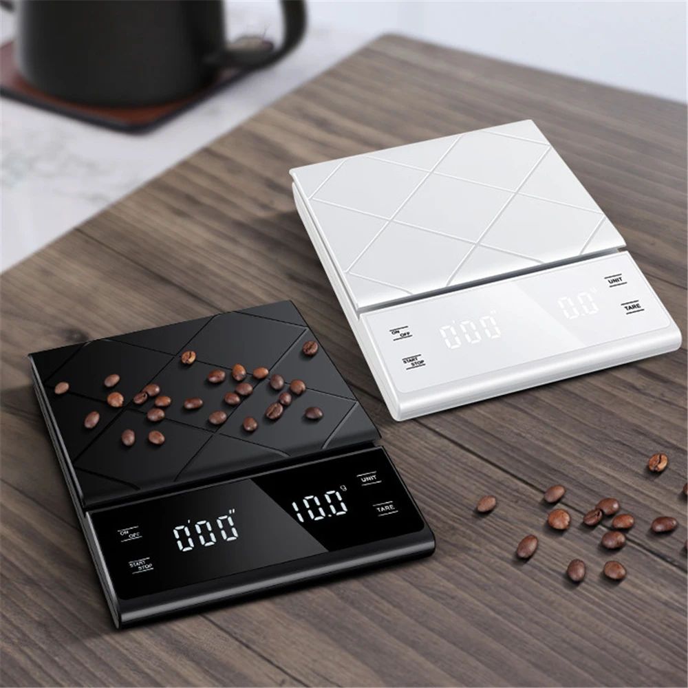 USB Charge Coffee Scale Digital Electronic Scale Smart Kitchen Scale Precision Food Scale Waterproof Scale with Timer 3KG/0.1g