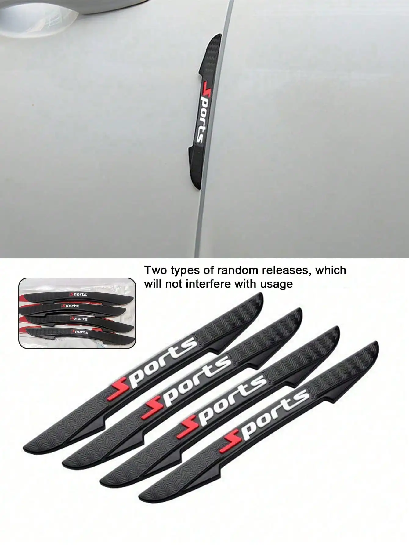 4Pcs/8Pcs Car Anti-Collision Fiber Texture Anti-Collision And Scratch Resistant Car Rearview Mirror Door Edge Anti-Collision Str