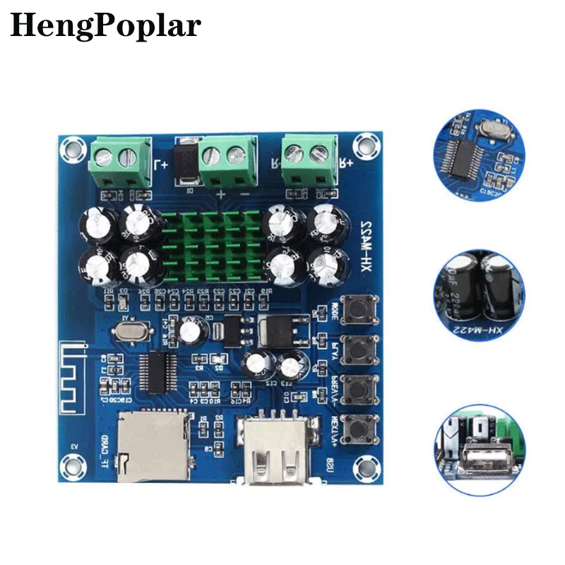 XH-M422 DC12-24V TPA3116D2 50W + 50W Bluetooth 4.0 Amplifier Board Module With Bluetooth U Disk TF Card Player C3-001