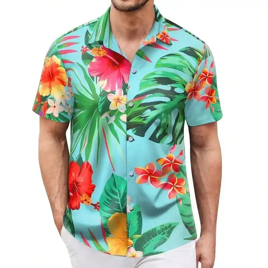 

Mens Halloween Skeleton Print Short Sleeve Button Down Casual Shirt Orange