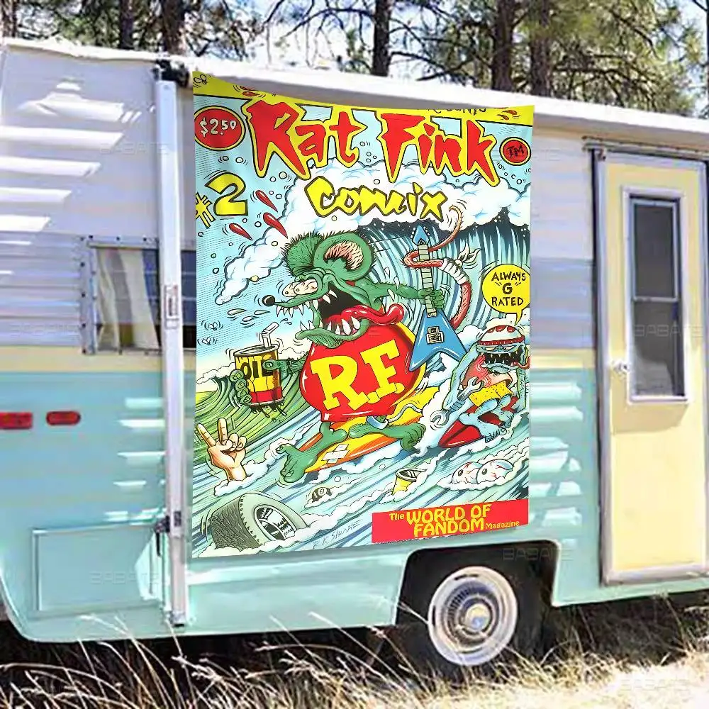 Tales Of The Rat Fink Cartoon Flagge Kunst Science Fiction Zimmer Home Decor Wandbehang Home Decor Banner