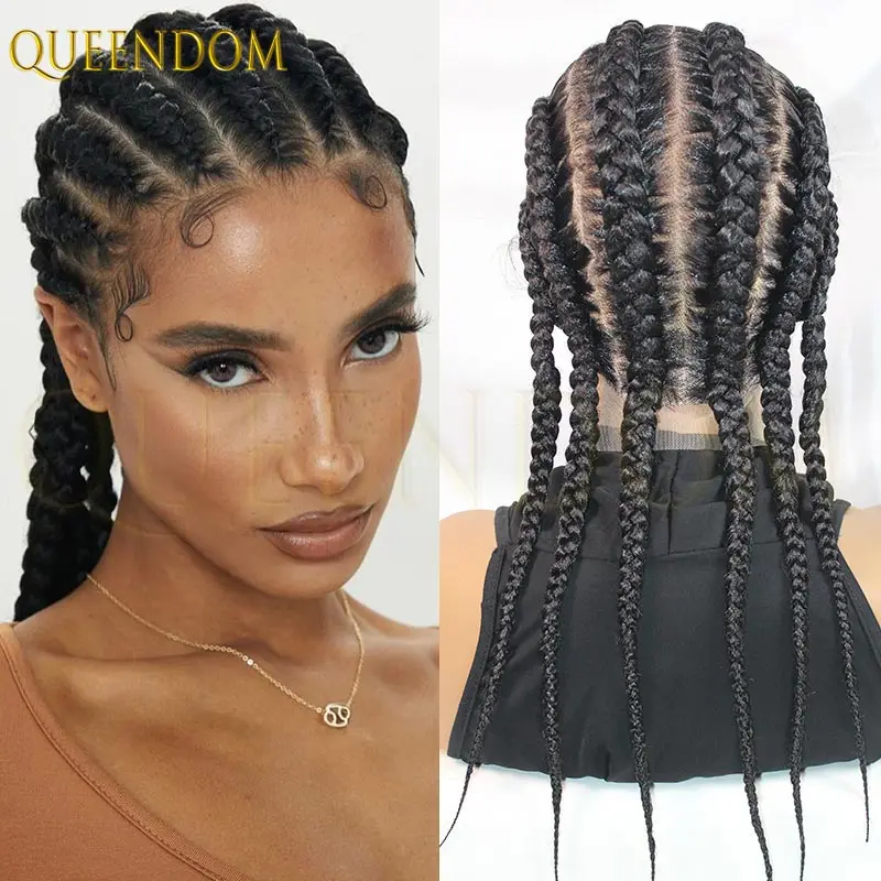 Wear and Go Glueless Wig 20inch Synthetic Full Lace Braided Wigs Knotless Box Braids Wig Handmade Goddess Braiding Wig for Women