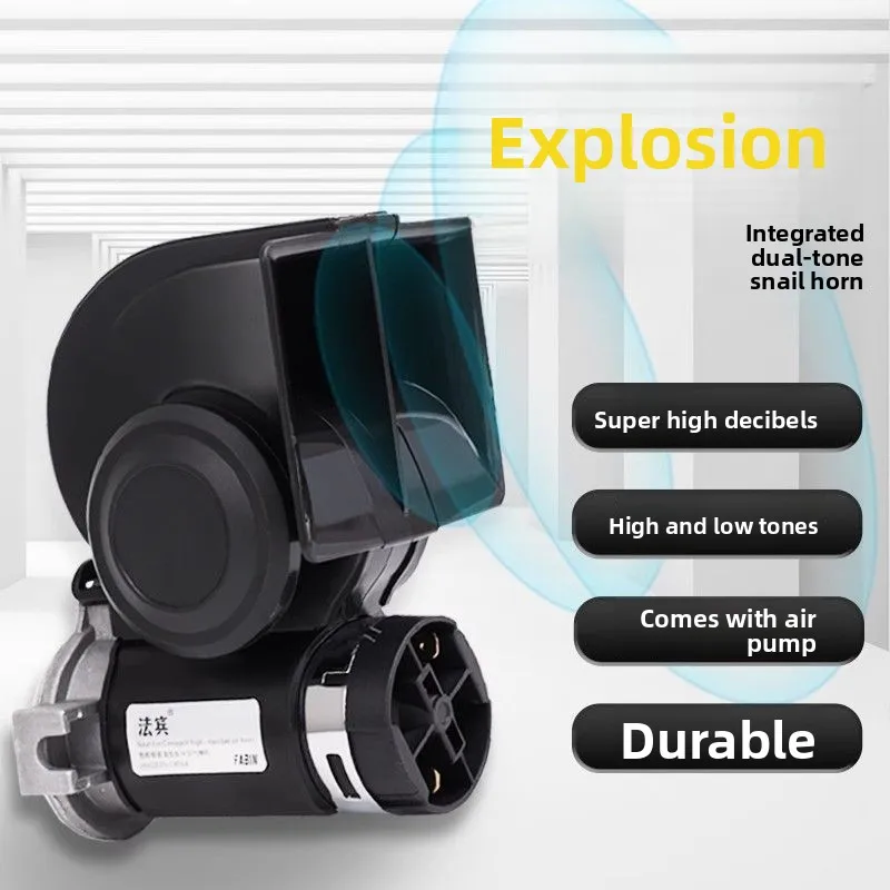 Super Loud Snail Air Horn, 12V 24V Universal Electric Horn for Car Motorcycle Truck Lorry