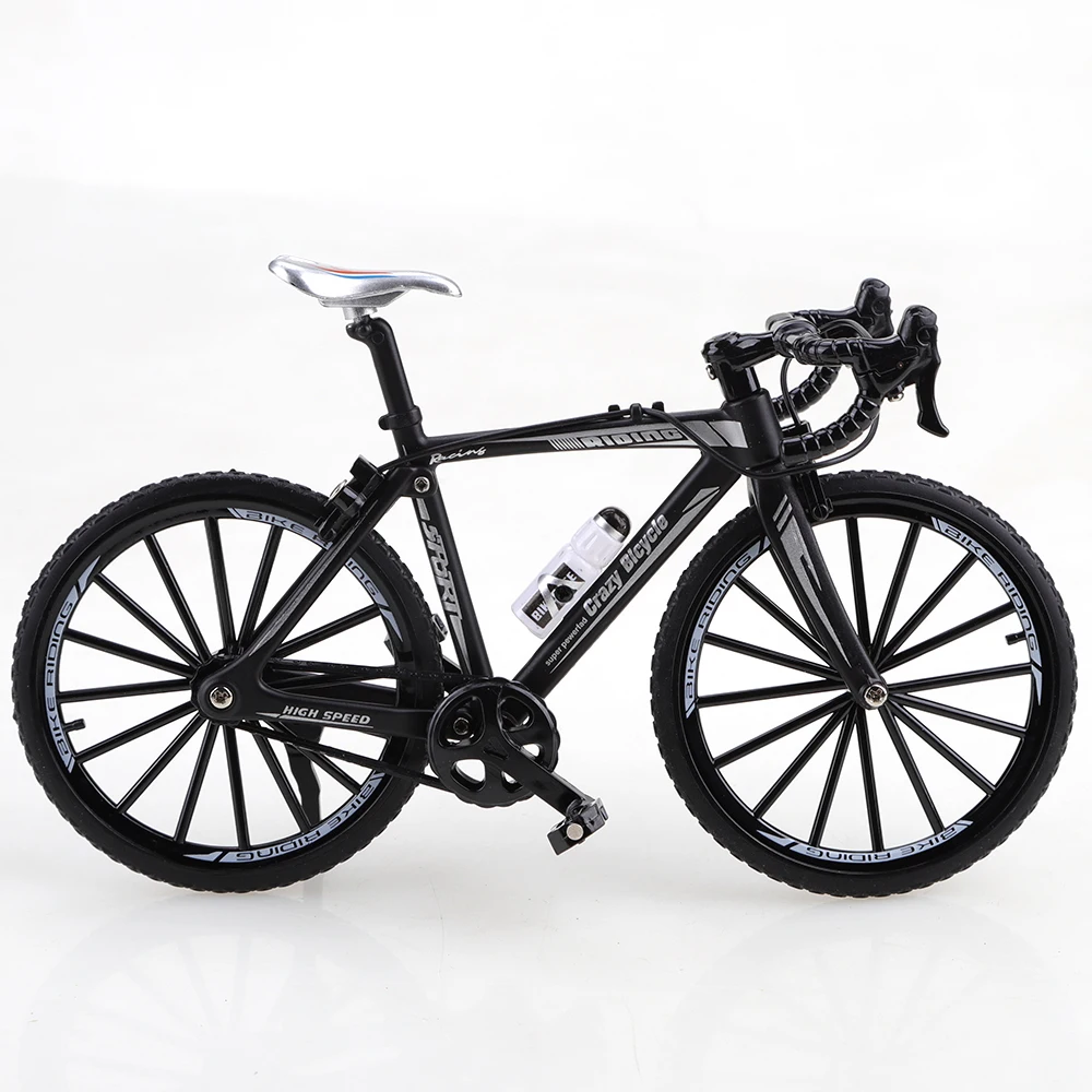 (Boxed), 1/8 scale, silver city road bike with water bottle handle - metal casting, tabletop decoration, the best gift, home dec