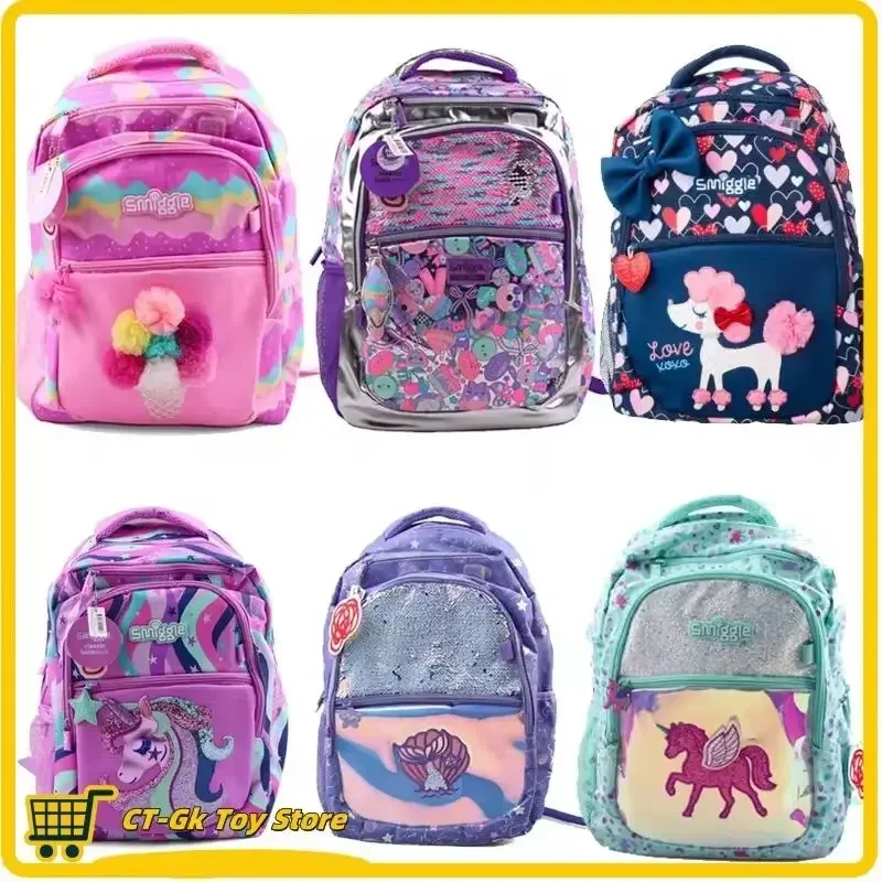 Oryginalna Australia Smiggle New Children Student School Bag Large Capacity Cartoon Double Shoulder Backpack Birthday Gifts