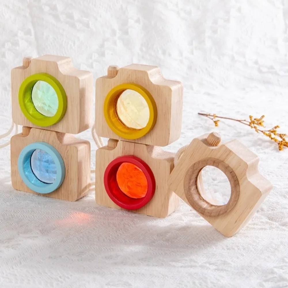 Portable Wooden Prism Lens Colorful Bee Eye Effect Rainbow Wooden Mini Camera Kaleidoscope Learning