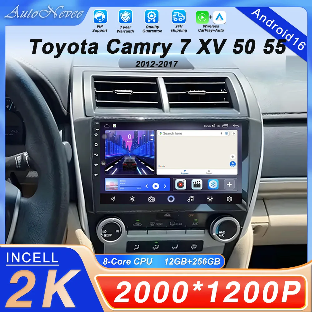 

Android 16 For Toyota Camry 7 XV 50 55 2012 2013 2014-2015 2016 2017 Multimedia Carplay Car PlayerNavigation Screen GPS Radio BT