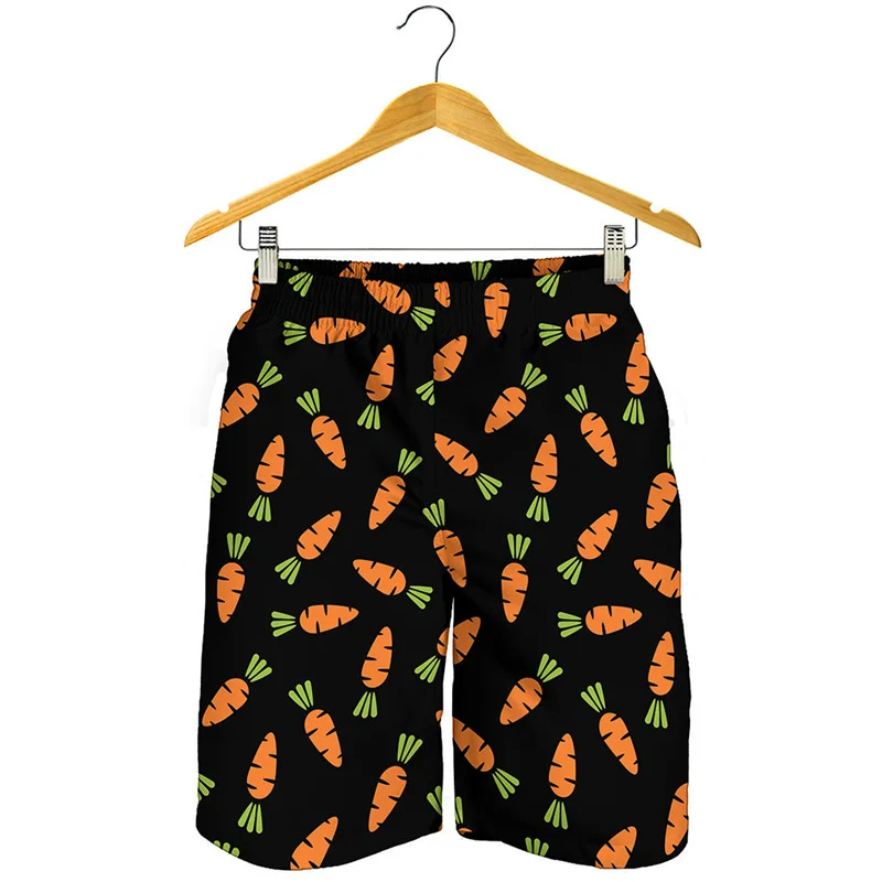 

Cute 3D Printed Carrot Beach Shorts Men Kids Cartoon Vegetable Pattern Swim Trunks Summer Vacation Loose Surf Board Shorts