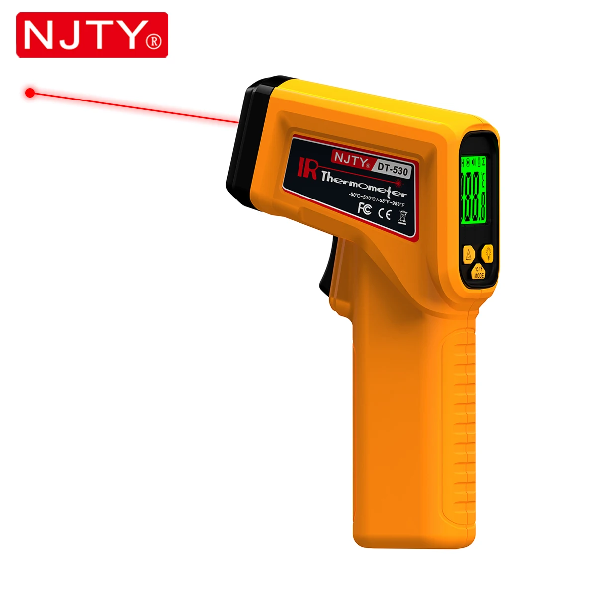 NJTY Infrared Thermometer Laser Non-Contact  Temperature Gun Industrial Accurate  -50~530°C Backlit LCD Display for Home DT-530