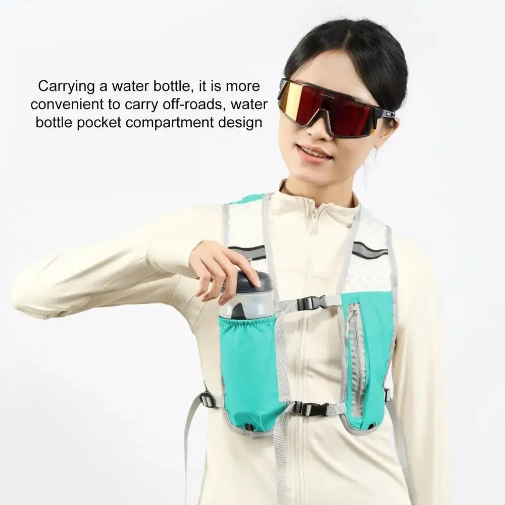Neue Wasserdichte Nylon-Laufweste mit Flaschenhalter, Reflektierend, mit Handyhalterung, Leichte Brusttasche für Outdoor-Aktivitäten – Detail 6