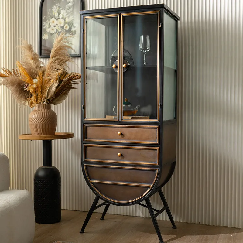 

AASingle-door wine cabinet rose red glass cabinet dopamine display cabinet