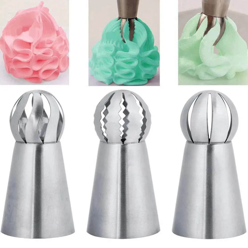 3 szt. Końcówka do ciasta ze stali nierdzewnej palnik końcówki dysz do lukrowania do lukrowania Cupcake ciasto dekorowanie Puff Making pieczenie narzędzia kuchenne
