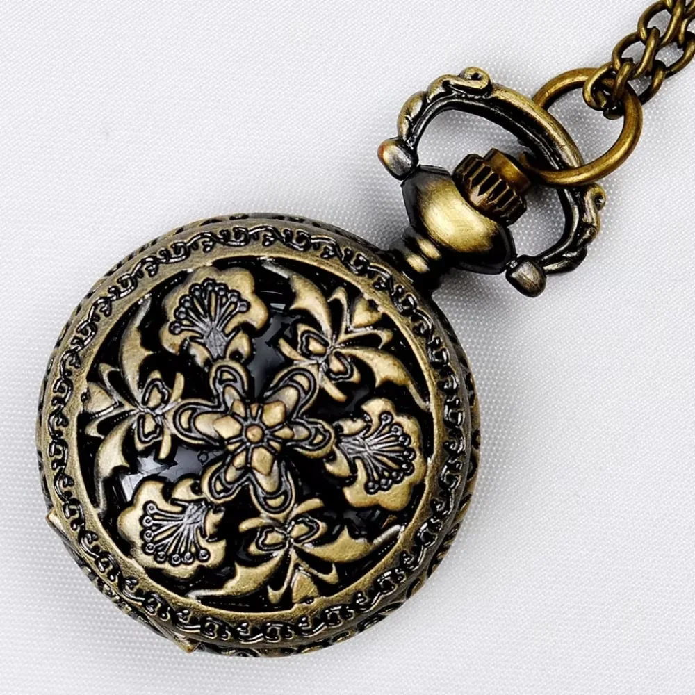 Retro Mini Perspective Pedant Watch Bronze Hollow Exquisite Gift Casual Hot Sale Fob Watch 6 Patterns