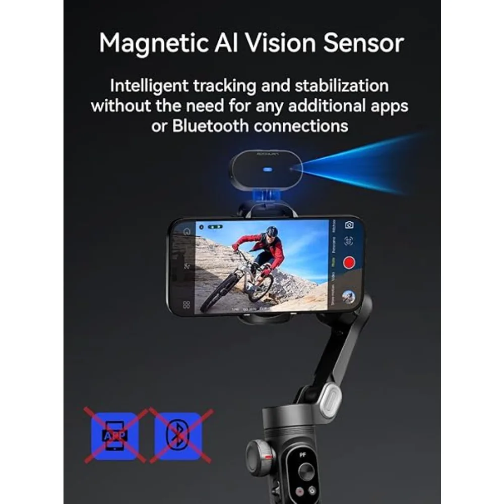 مثبت Gimbal مع مستشعر رؤية AI لتتبع الوجه، هاتف Gimbal ثلاثي المحاور مع شاشة OLED لتسجيل مدونة الفيديو - توصيل مجاني #2