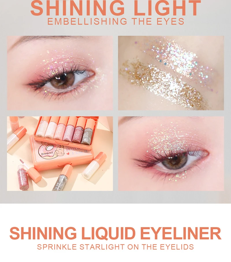 6 Colors/Set Liquid eye shadow Pearlescent Fine Flashing Easy to Dizzy Lying Silkworm Pearl High Gloss Liquid Eye Shadow