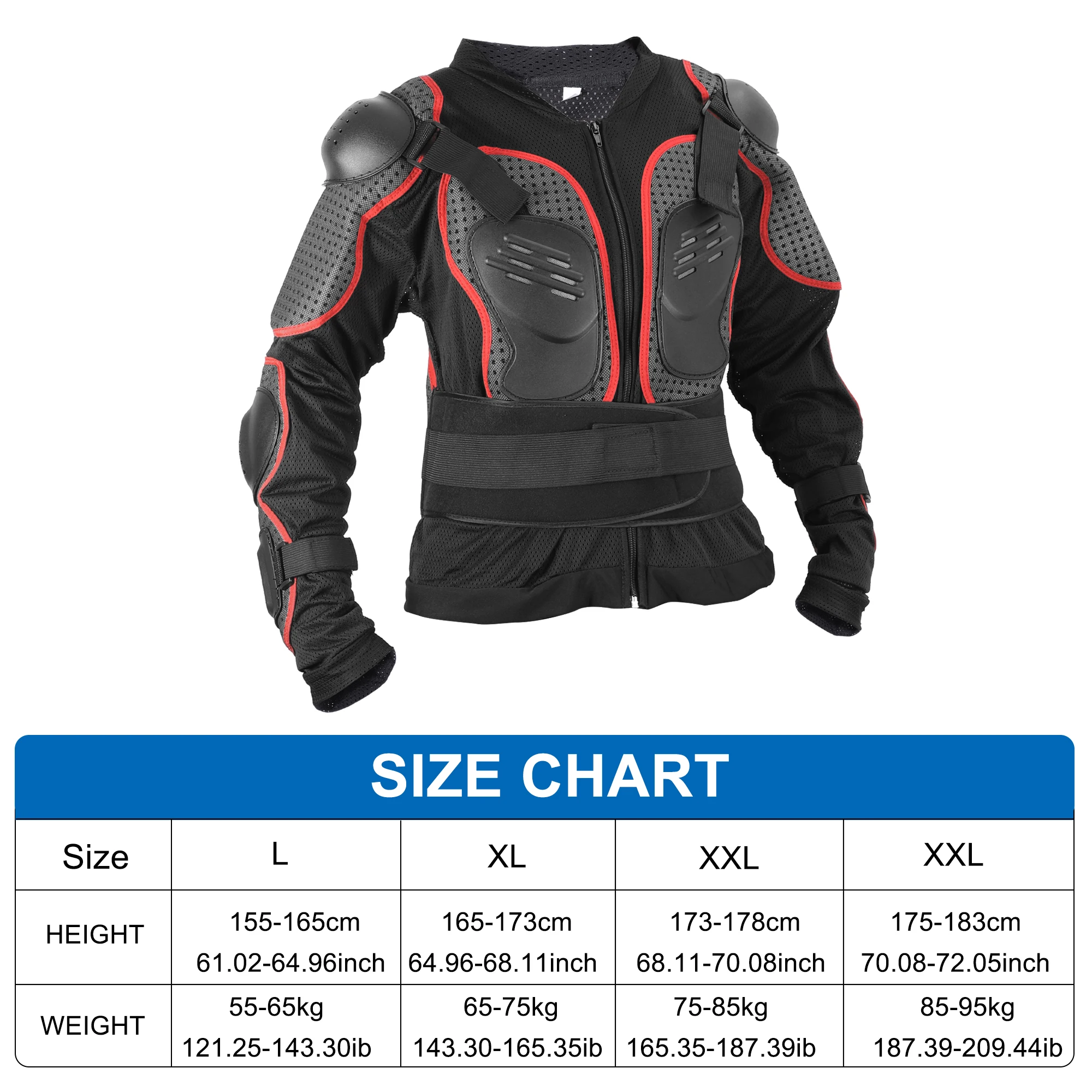 Motoforti L XL 2XL 3XL Dirt Bike Motorcycle Riding Protective Full Body Armor Thorax Back Backbone Protector Off-Road Cycling