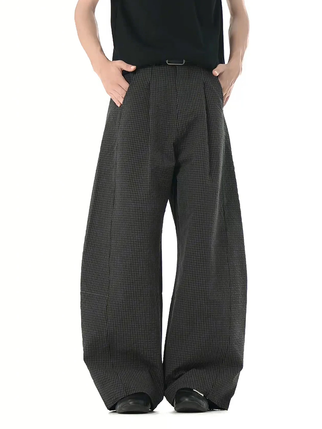 

Bla Plaid Casual Pants Men's Summer Drapey Knife Pants Loose Wide Leg Slimming Leisure Suit Pants Faionable American Casu...