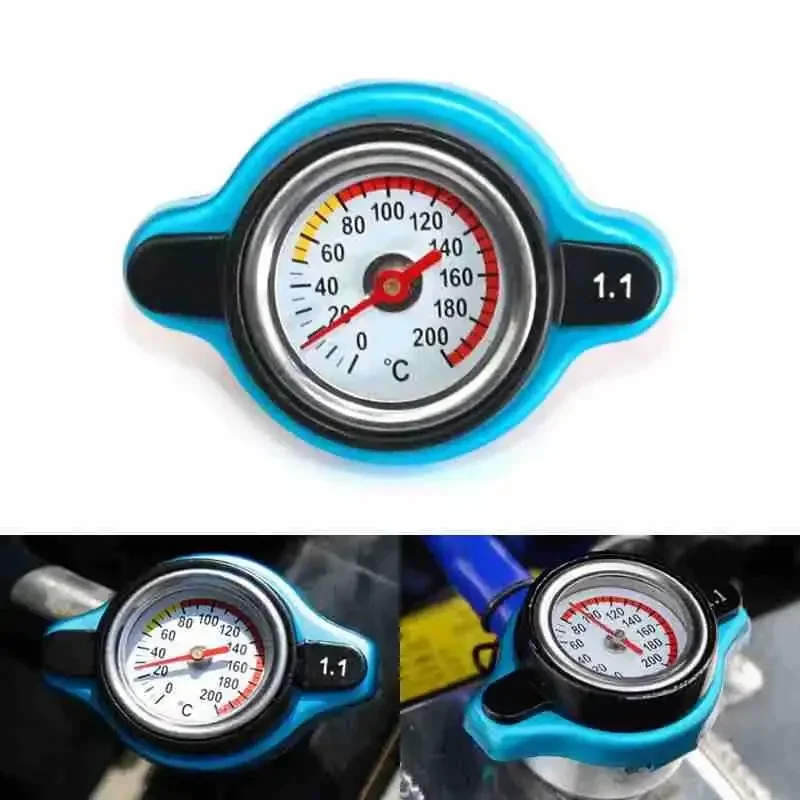 Car Automobile Thermo Radiator Cap Tank Cover 0.9 Bar/1.1Bar Water Temperature Gauge with Utility Safe for Car Accessories