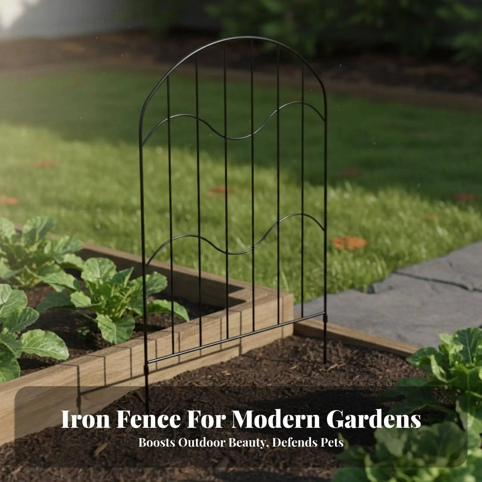 Rustproof Iron Fence Barrier Decorative Garden Metal Fence Panels Outdoor Yard Border for Flower Beds Patio Walkway