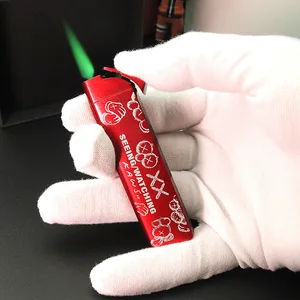 Lighter inflatable gas butano lighter lighter lighter tatter lighter ultra thin green flame mini novelty 12 Main Sales Mini Maçaric - №7