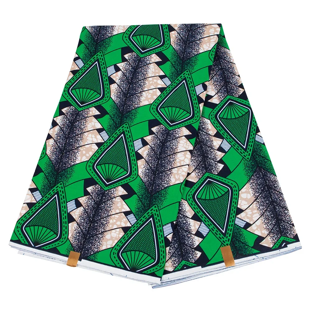 Ankara African green Geometric printed cotton wax printing Guaranteed Wax Patchwork 100% Cotton Tissu High Quality for Dress