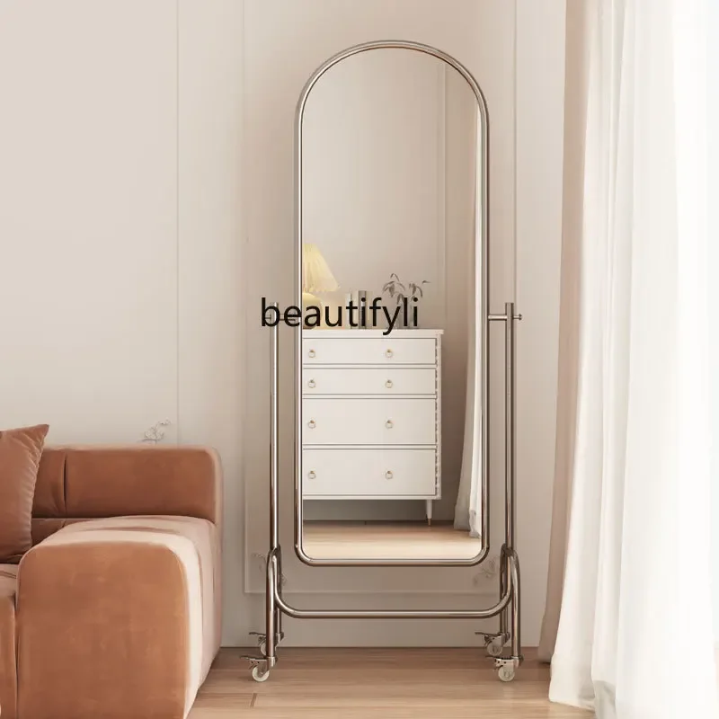 Asmt09 Household Bedroom Dressing Mirror Clothing Store Floor Fitting Movable Household Full-Length Mirror